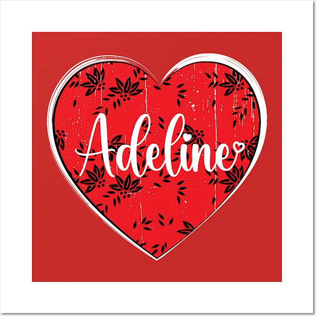 I Love Adeline First Name I Heart Adeline Wall Art by ArticArtac